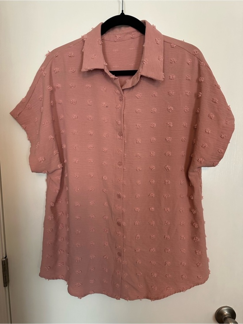 Mauve Pink Textured Button-Up Shirt